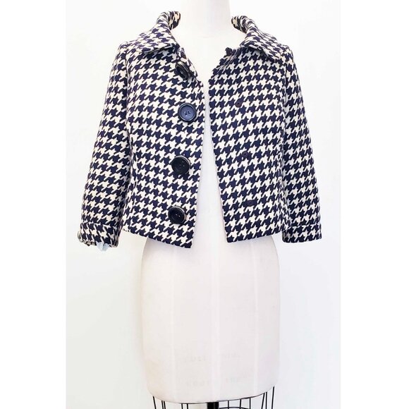 1960s VTG Sylvides Creations Paris Womens Houndstooth Wool Cropped Swing Jacket - Picture 2 of 16